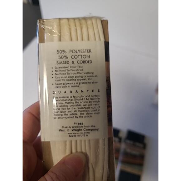 Lot of 7 NEW Vintage Wrights + 1 Talon Bias Tape Maxi Piping Blue White Yellow - Picture 7 of 10